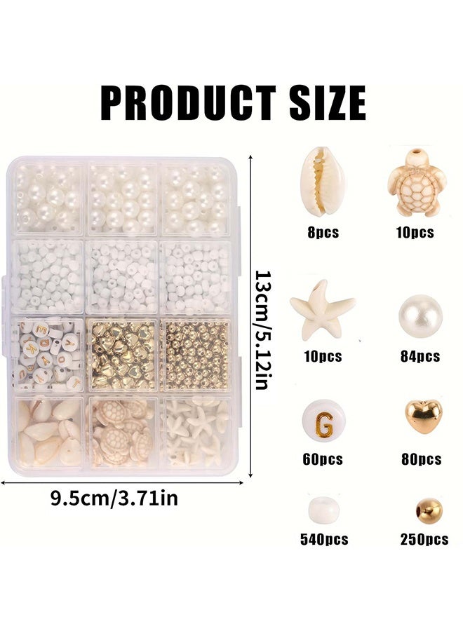Happy D 1042-piece Ocean Pearl, Turtle, Starfish Bead Bracelet Making Kit, Imitation Bohemian Ocean Beach Shell Beads, Starfish, Mermaid Beads, Summer Ocean Pendant Earrings, Bracelet, Necklace, Anklet DIY Jewelry Craft Kit - Image 2